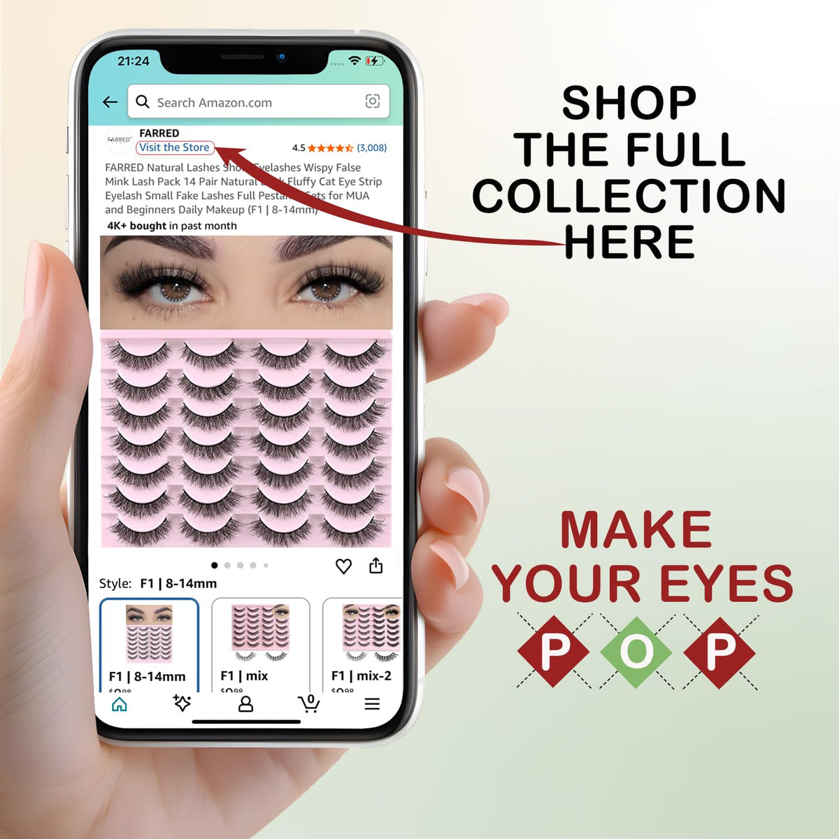 FARRED eyelashes showcasing the flared lash style