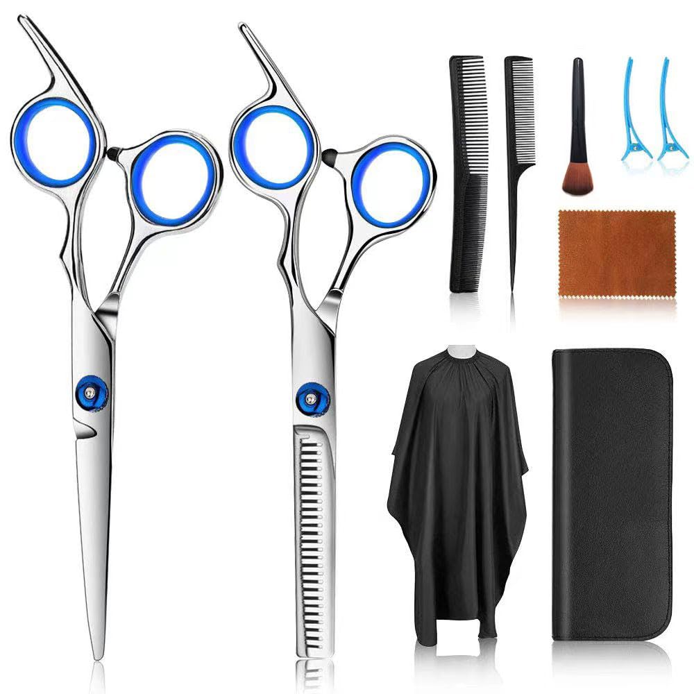 FATHABY hair cutting scissors kit 10 pcs stainless steel set front view