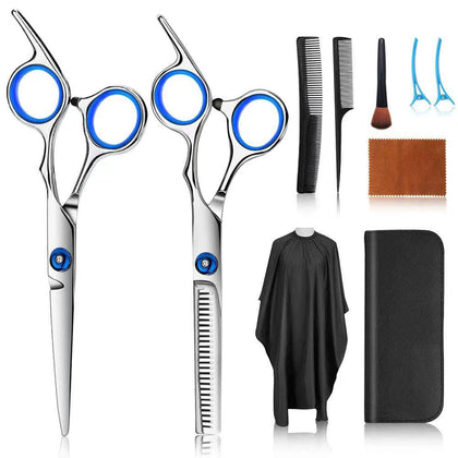 FATHABY hair cutting scissors kit 10 pcs stainless steel set front view