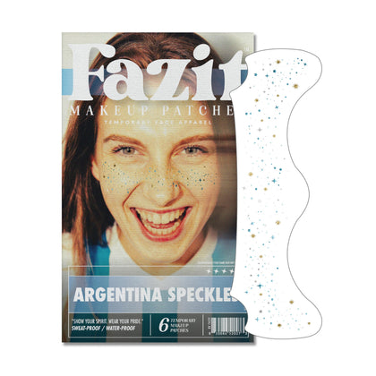 Fazit Argentina Soccer Speckles blue, white, and silver glitter face stickers pack