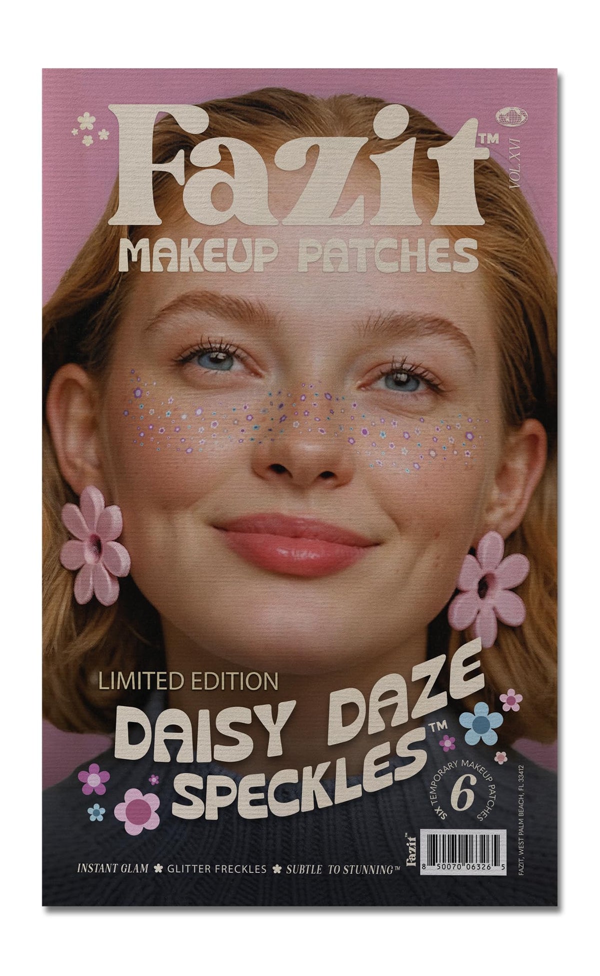 Fazit Daisy Speckles Makeup Patches front view with glitter design