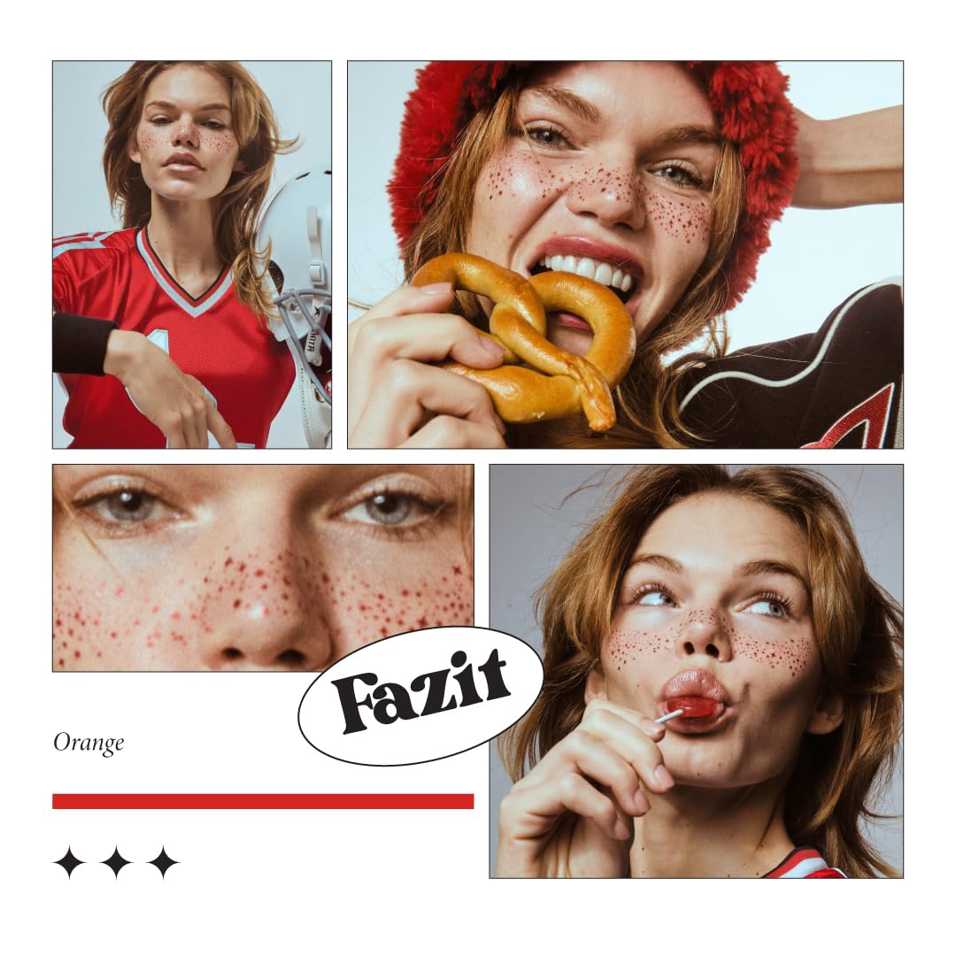 Fazit Glitter Freckle Makeup Patches displayed on a festival background
