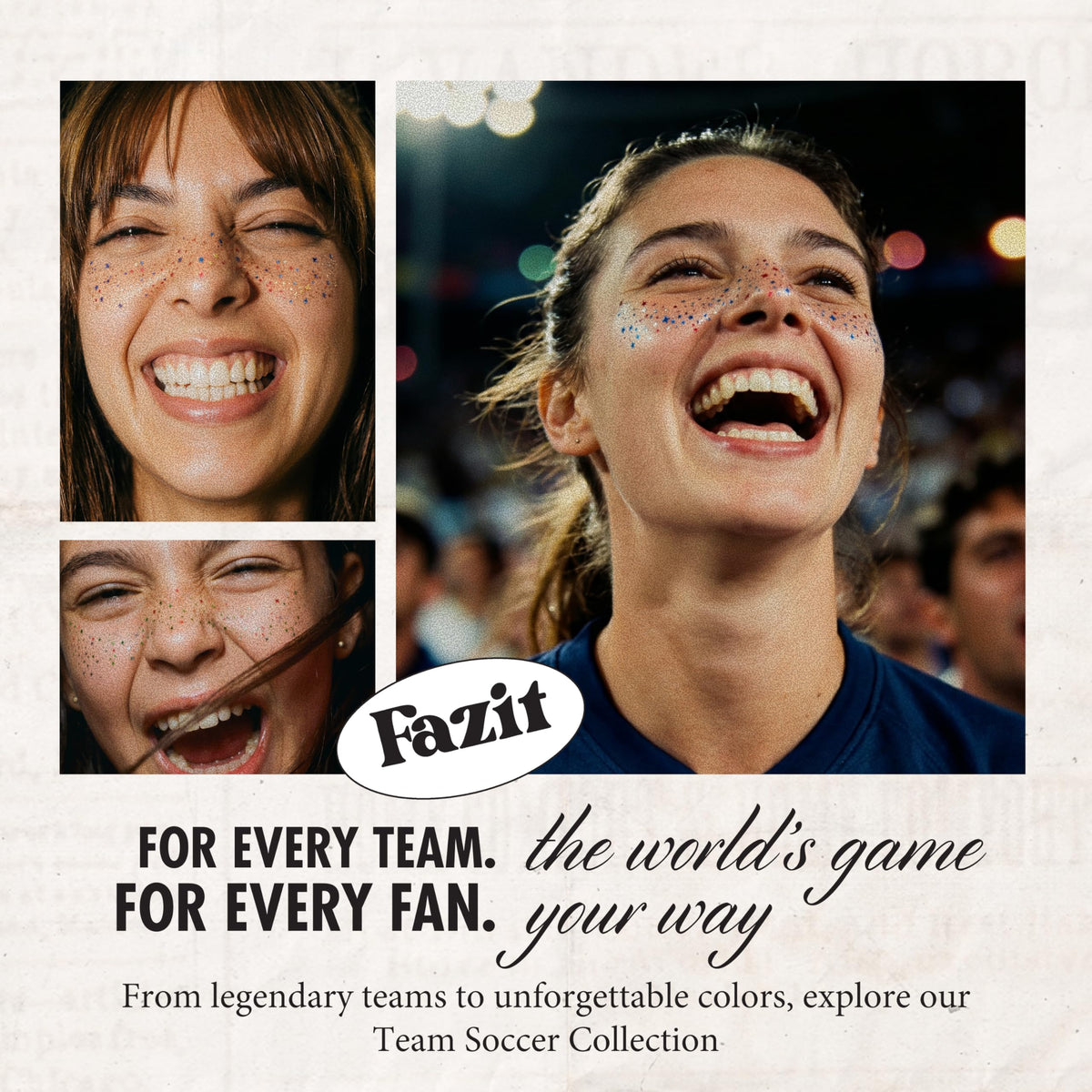 Fazit Speckles Face Stickers worn by fans at a watch party