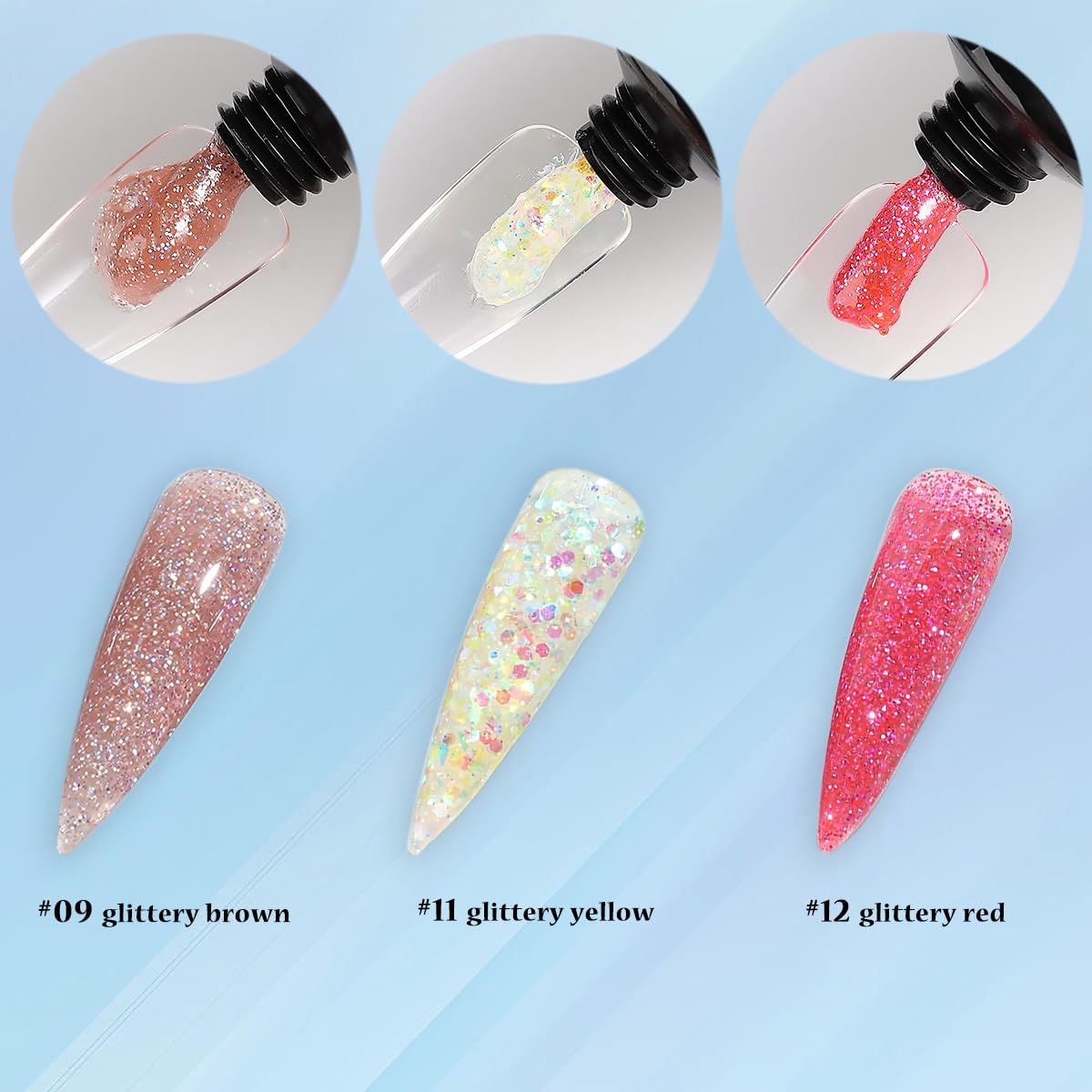 Fcozpjk glittery red poly nail gel in 15ml tube