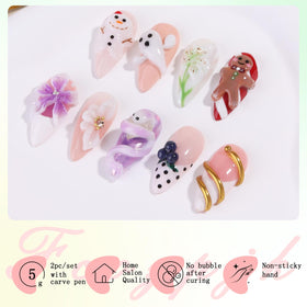 Fcozpjk nail art design showcasing 3D effects