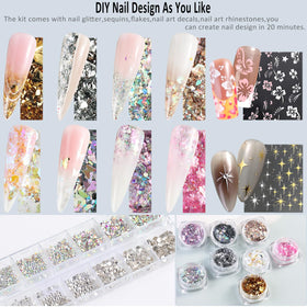Fcozpjk nail glitter powder and stickers