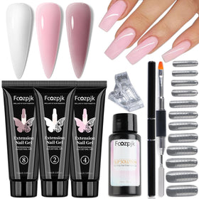 Fcozpjk Poly Gel Nail Kit including white, mauve and pink gels