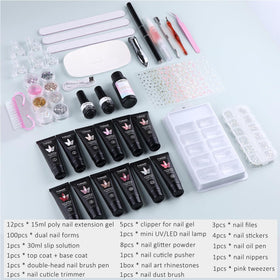 Fcozpjk Poly Gel Nail Kit showing 12 colours of gel
