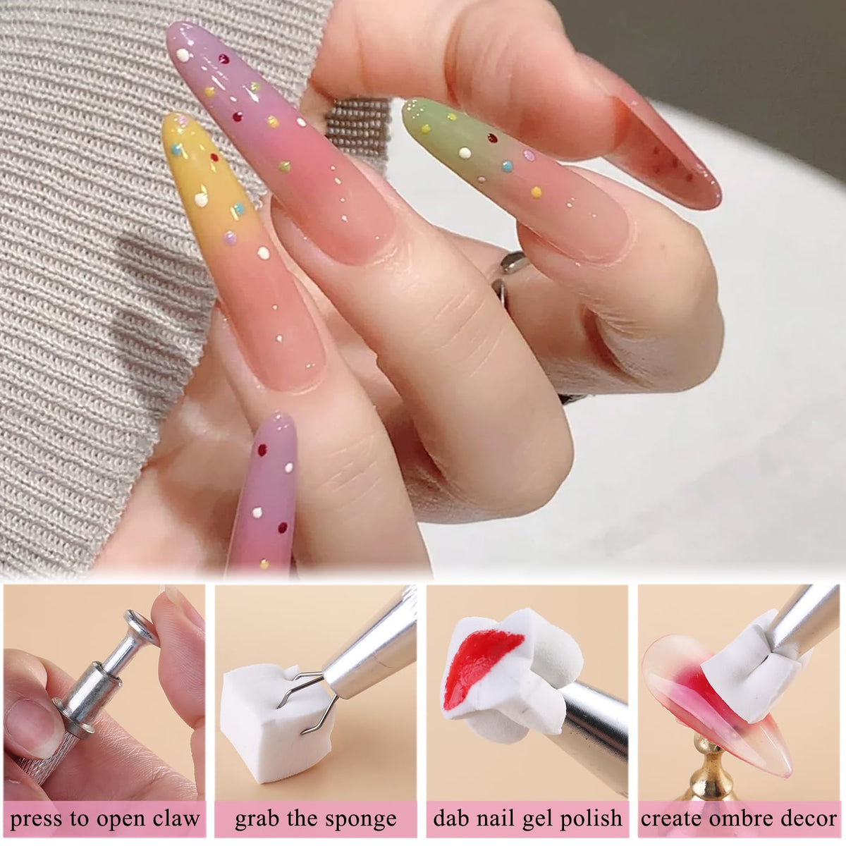 Fcozpjk sponge grabber pen with mini sponge