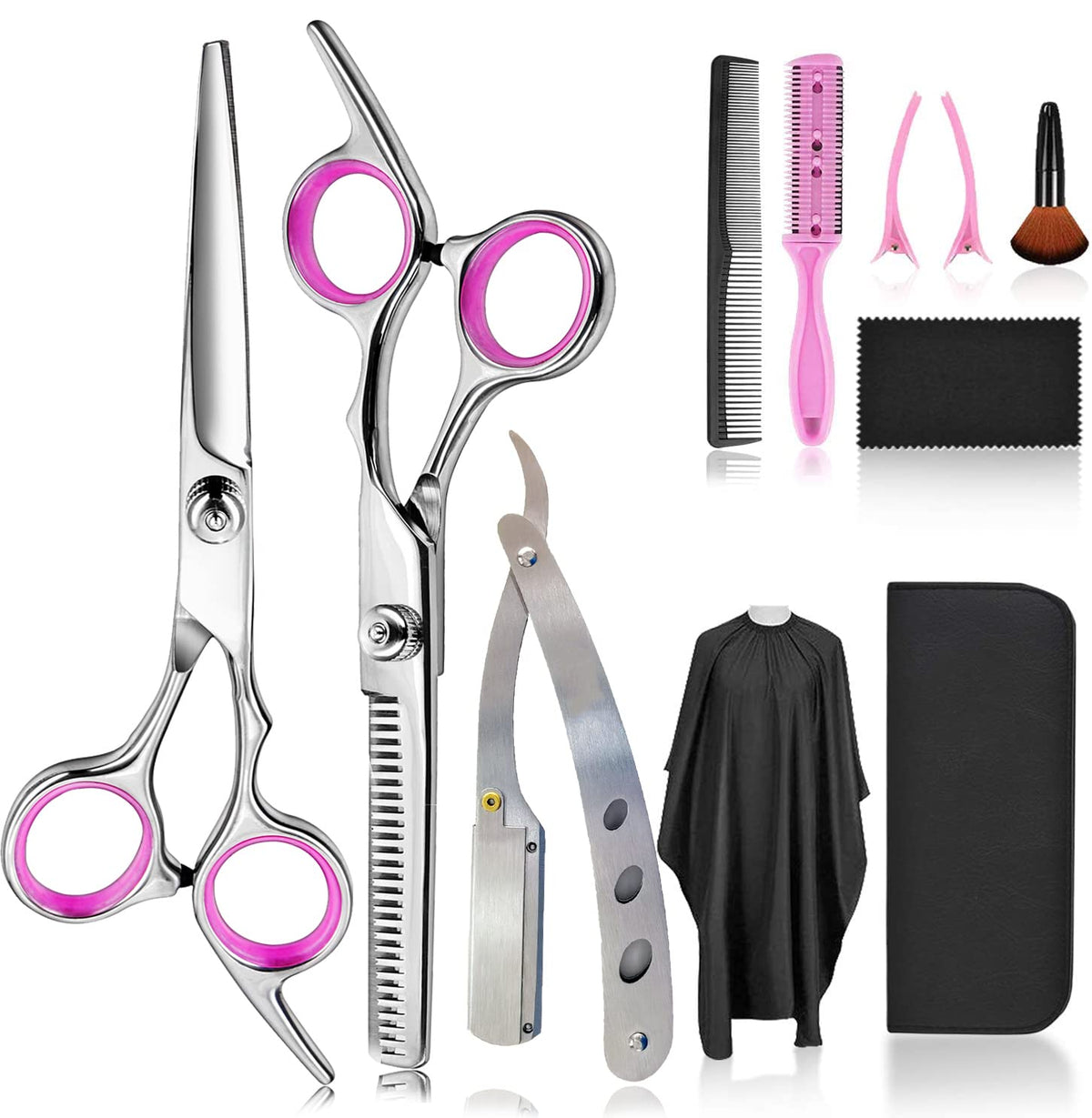 Fcysy 11-Piece Hair Cutting Scissors Kit front view
