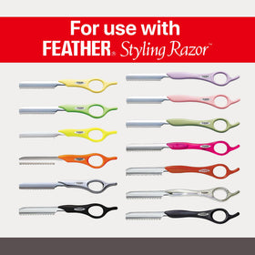 Feather blades in use during a haircut