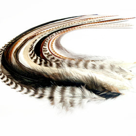 Feather Headz 15 Natural Fluffy Colour Hair Feathers pack front view