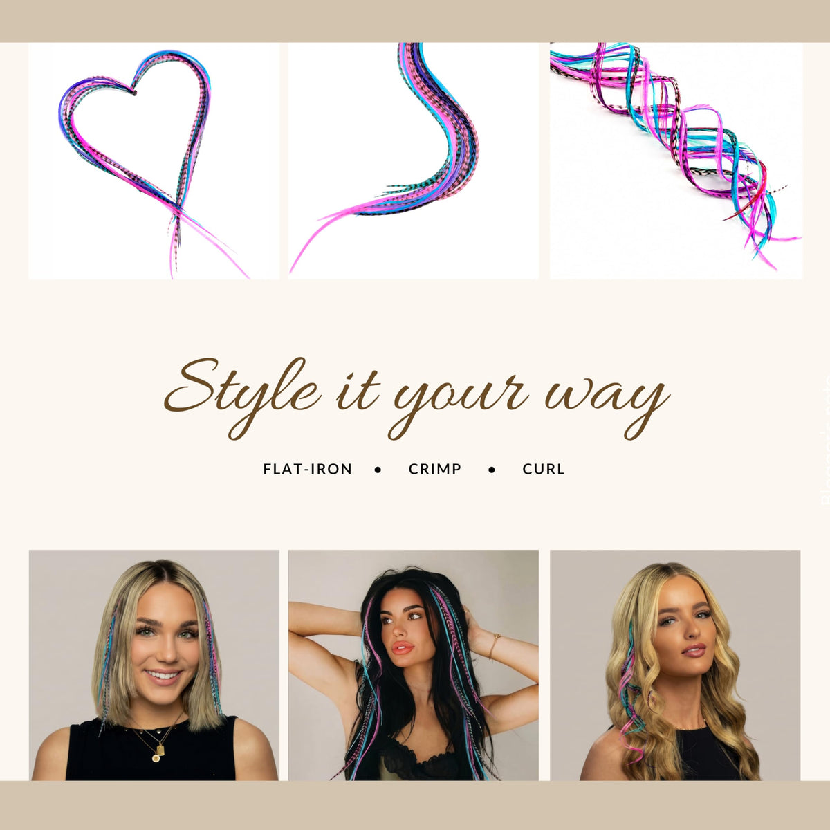 Feather Headz feather extensions styled in hair