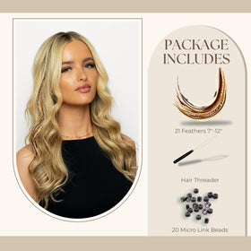 Feather Headz hair extensions in various natural colours