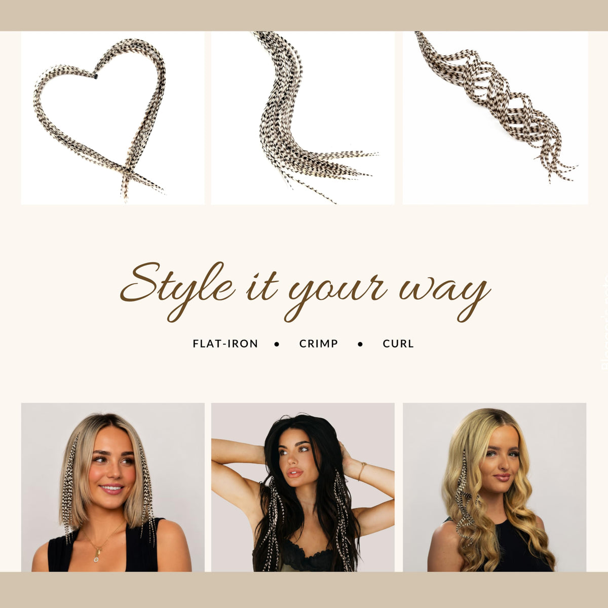 Feather Headz hair extensions in various vibrant colors