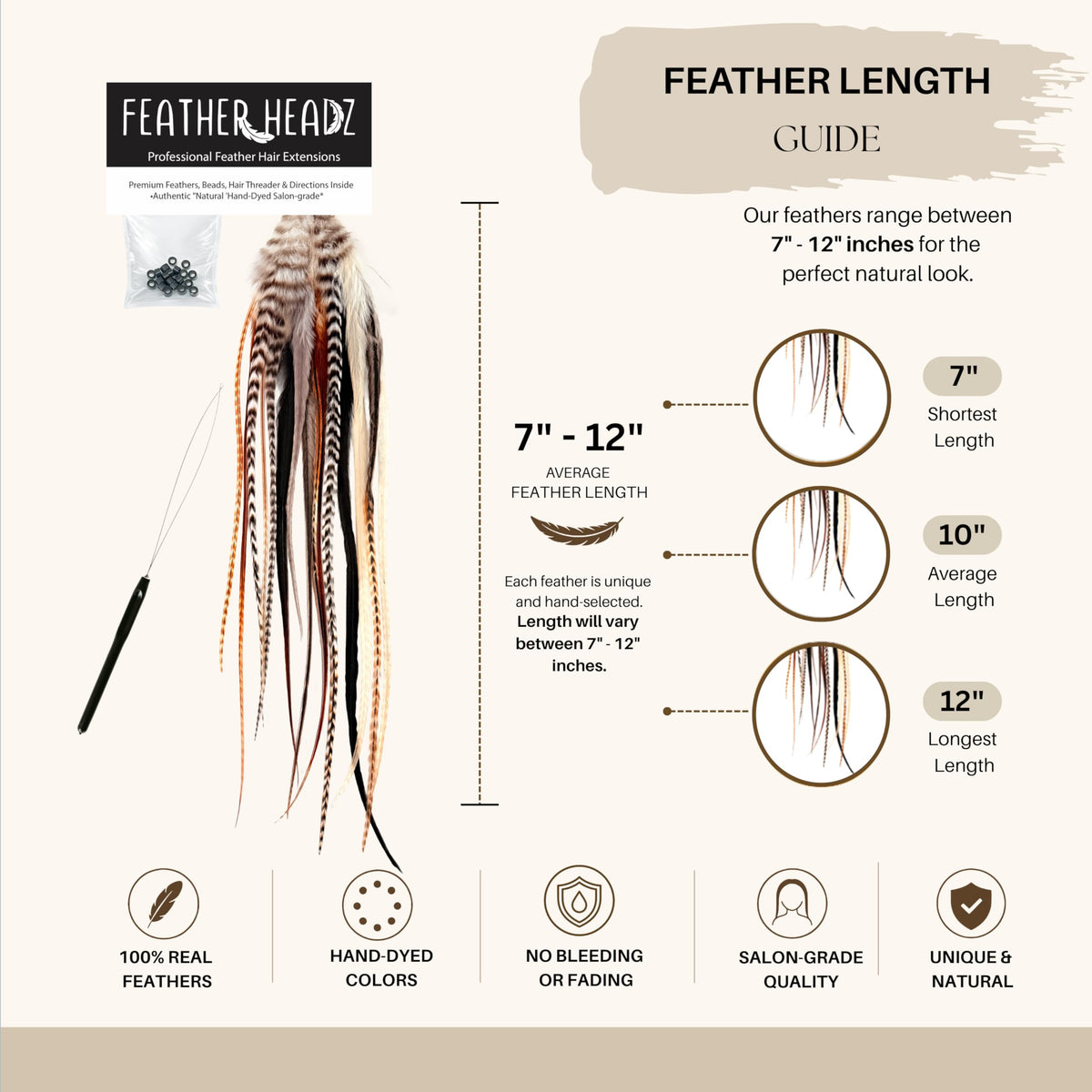 Feather Headz hair feathers styled in a model's hair