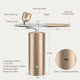 fehrominger Airbrush Kit showing 0.3mm fluid tip