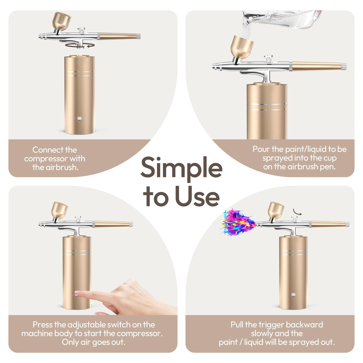 fehrominger Airbrush Kit with adjustable air pressure settings