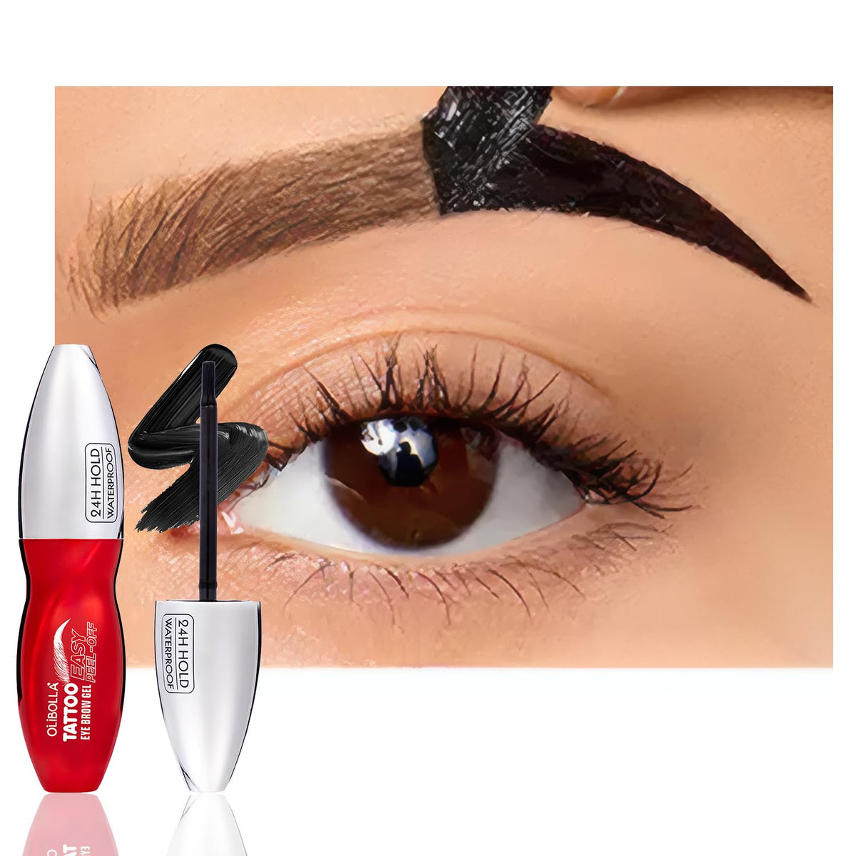 FeiCuiYun Eyebrow Tattoo Peel Off Tint Gel front view, Light Brown