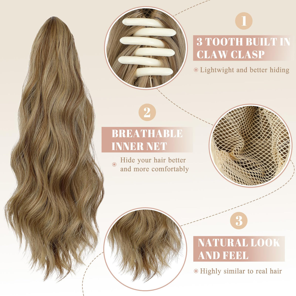 FELENDY 16-inch ponytail extension side view