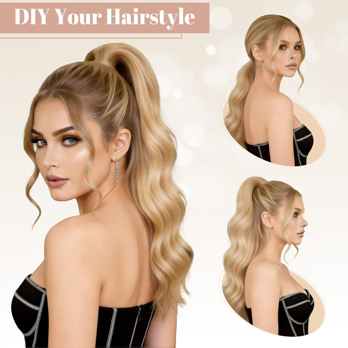 FELENDY ponytail extension in a high ponytail style