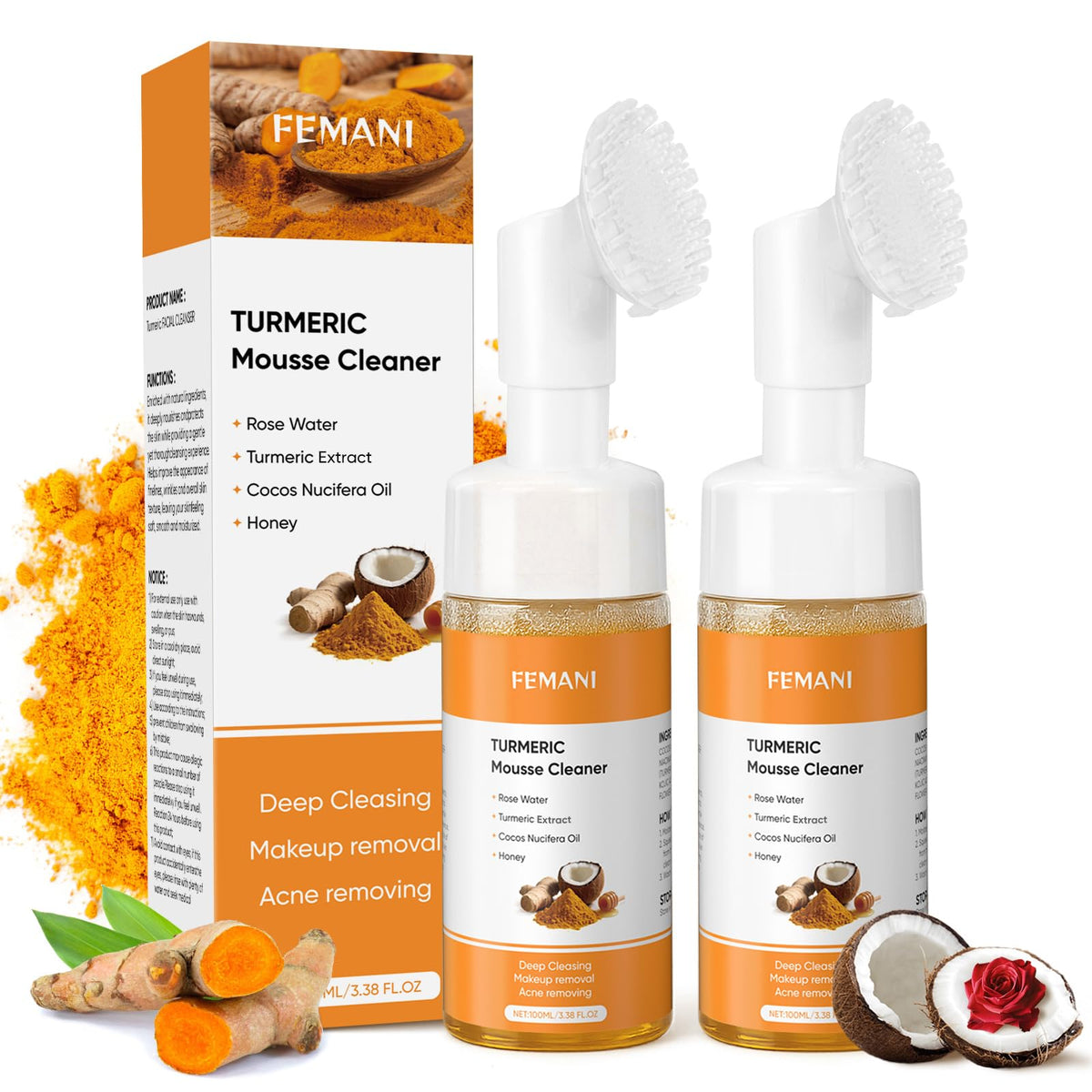 femani Turmeric Face Wash Set front view with packaging
