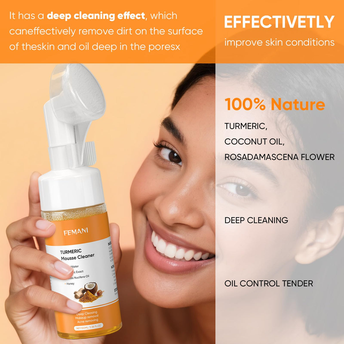 femani Turmeric Facial Cleansing Brush side view
