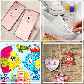 FEMBW rhinestone stickers on a decorated gift card