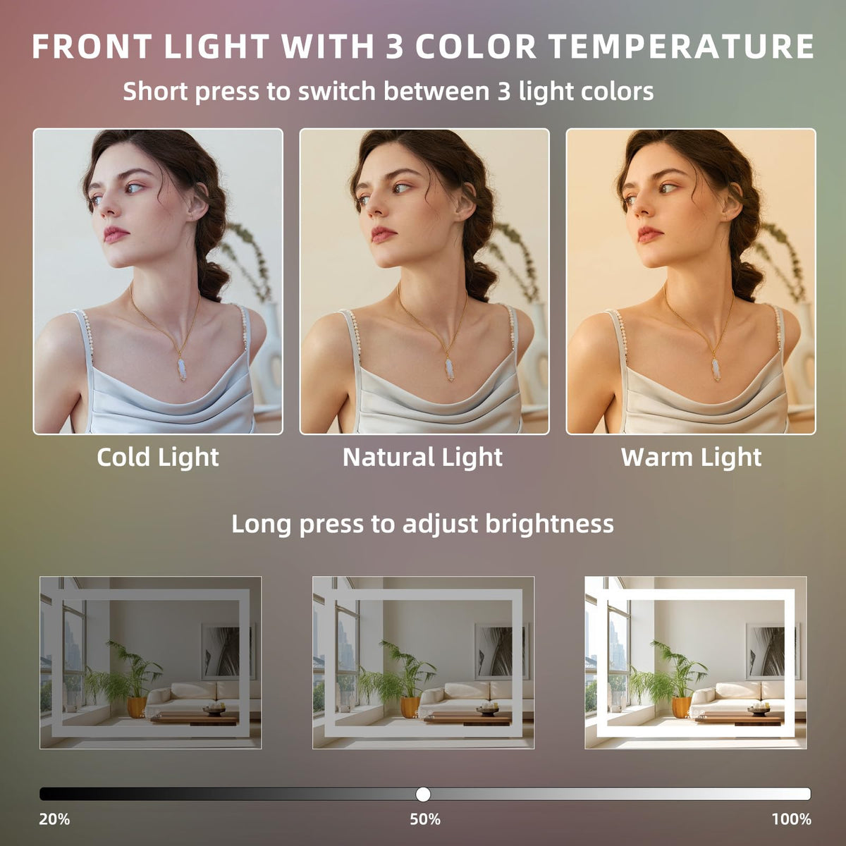 FENCHILIN Vanity Mirror with adjustable brightness feature