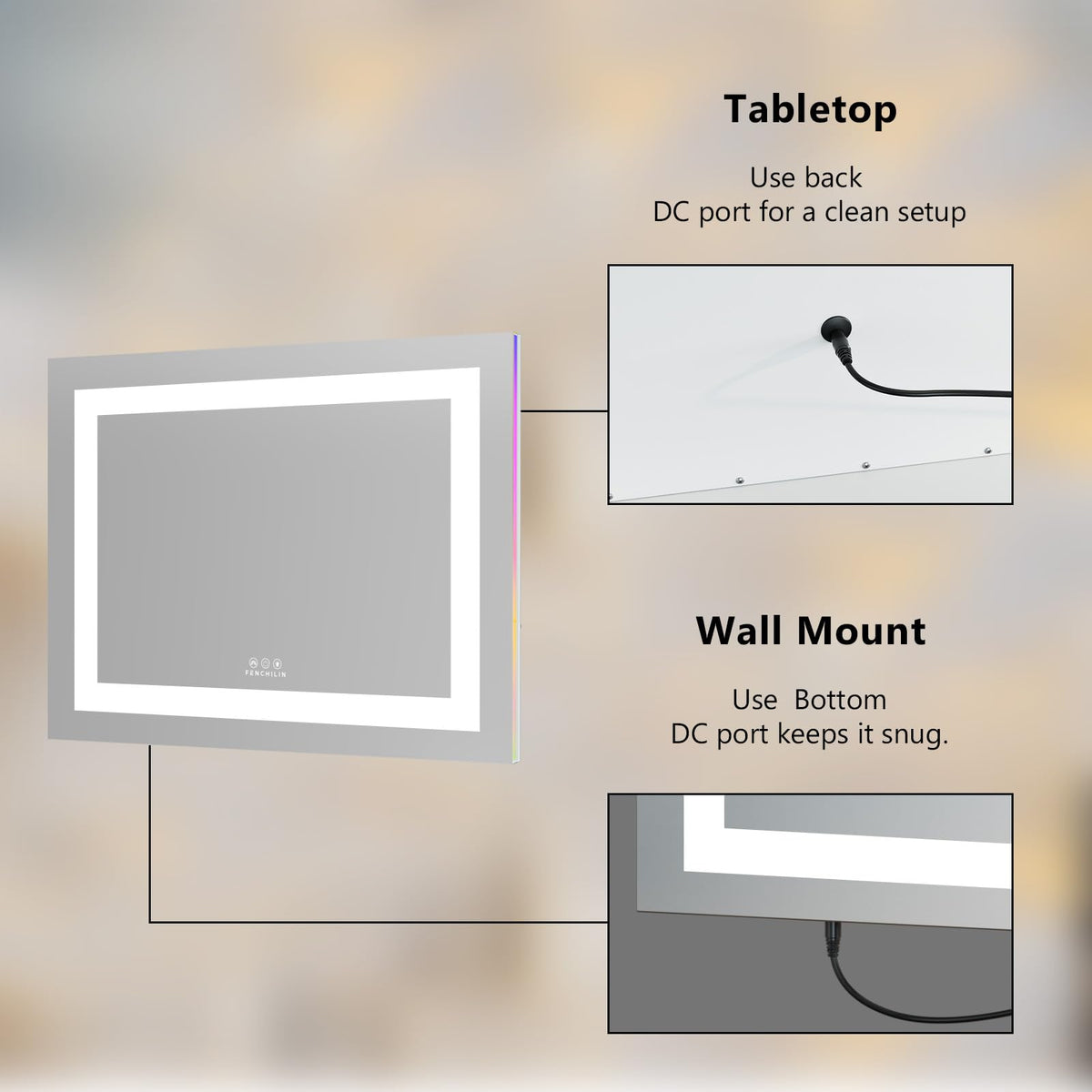 FENCHILIN Vanity Mirror with cool light mode