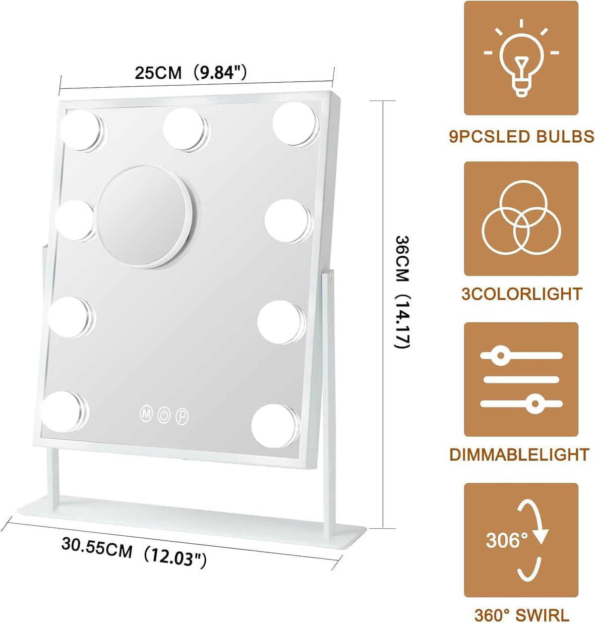 FENCHILIN Vanity Mirror with daylight light setting