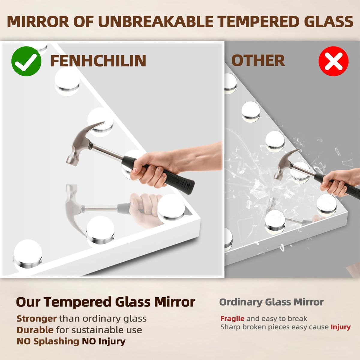 FENCHILIN Vanity Mirror with detachable base