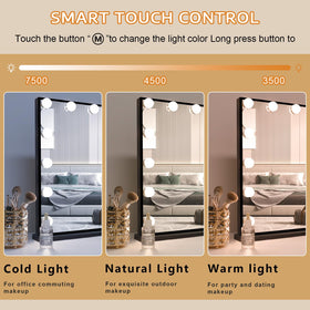 FENCHILIN Vanity Mirror with Lights showing adjustable brightness feature