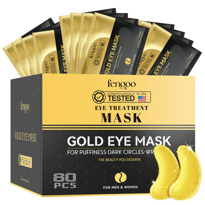 FENGOO 80 PCS Gold Collagen Under Eye Patches front view