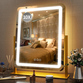FENNIO 22 Inch LED Lighted Makeup Mirror front view with touch controls