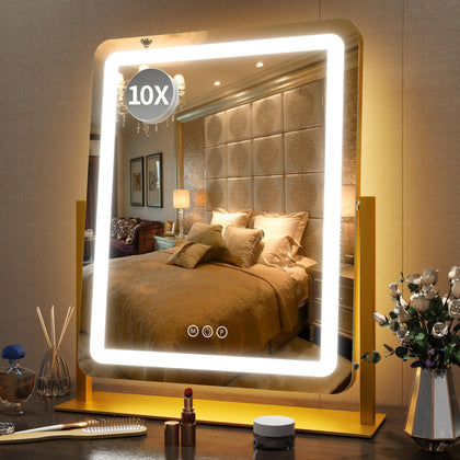 FENNIO 22 Inch LED Lighted Makeup Mirror front view with touch controls