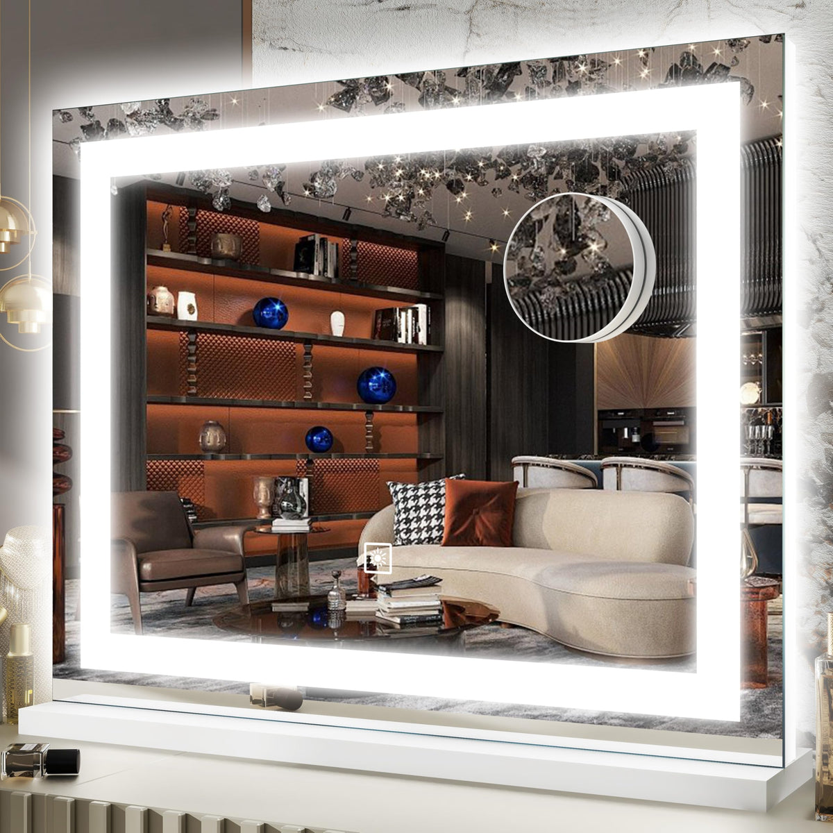 FENNIO 22" x 20" Vanity Mirror with lights front view
