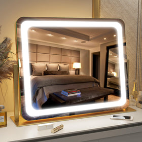FENNIO Gold Vanity Mirror close-up of shatter-proof membrane