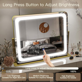 FENNIO Gold Vanity Mirror in a well-lit dressing room