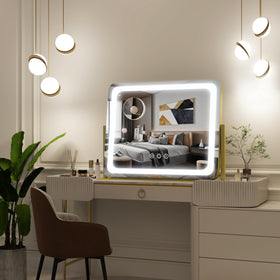 FENNIO Gold Vanity Mirror showing 360-degree rotation