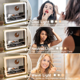 FENNIO Gold Vanity Mirror side view showcasing touch control