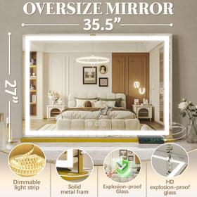 FENNIO Large LED Makeup Mirror packaging and included accessories