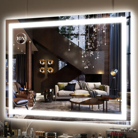 FENNIO Large Vanity Mirror 38" x 28" front view with lights