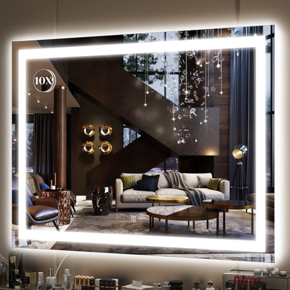 FENNIO Large Vanity Mirror 38" x 28" front view with lights