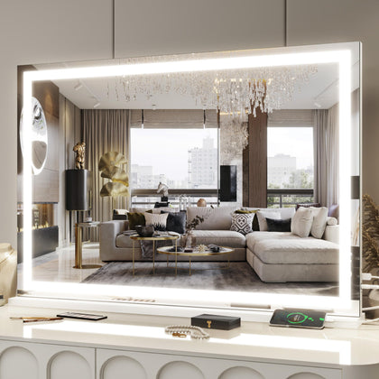 FENNIO Large Vanity Mirror front view with LED lights