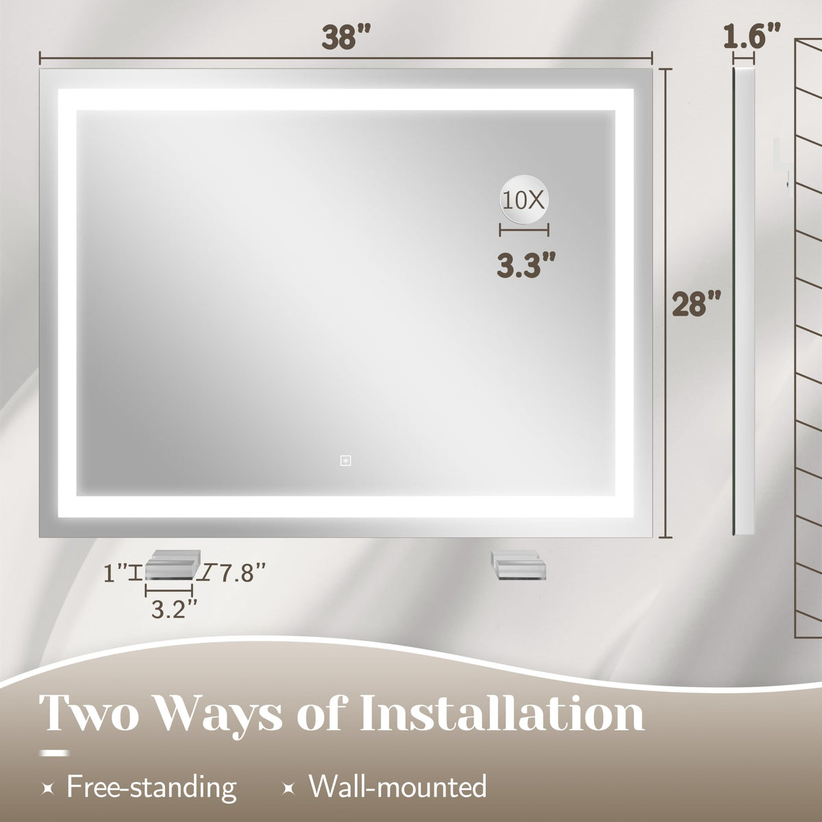 FENNIO Large Vanity Mirror packaging display