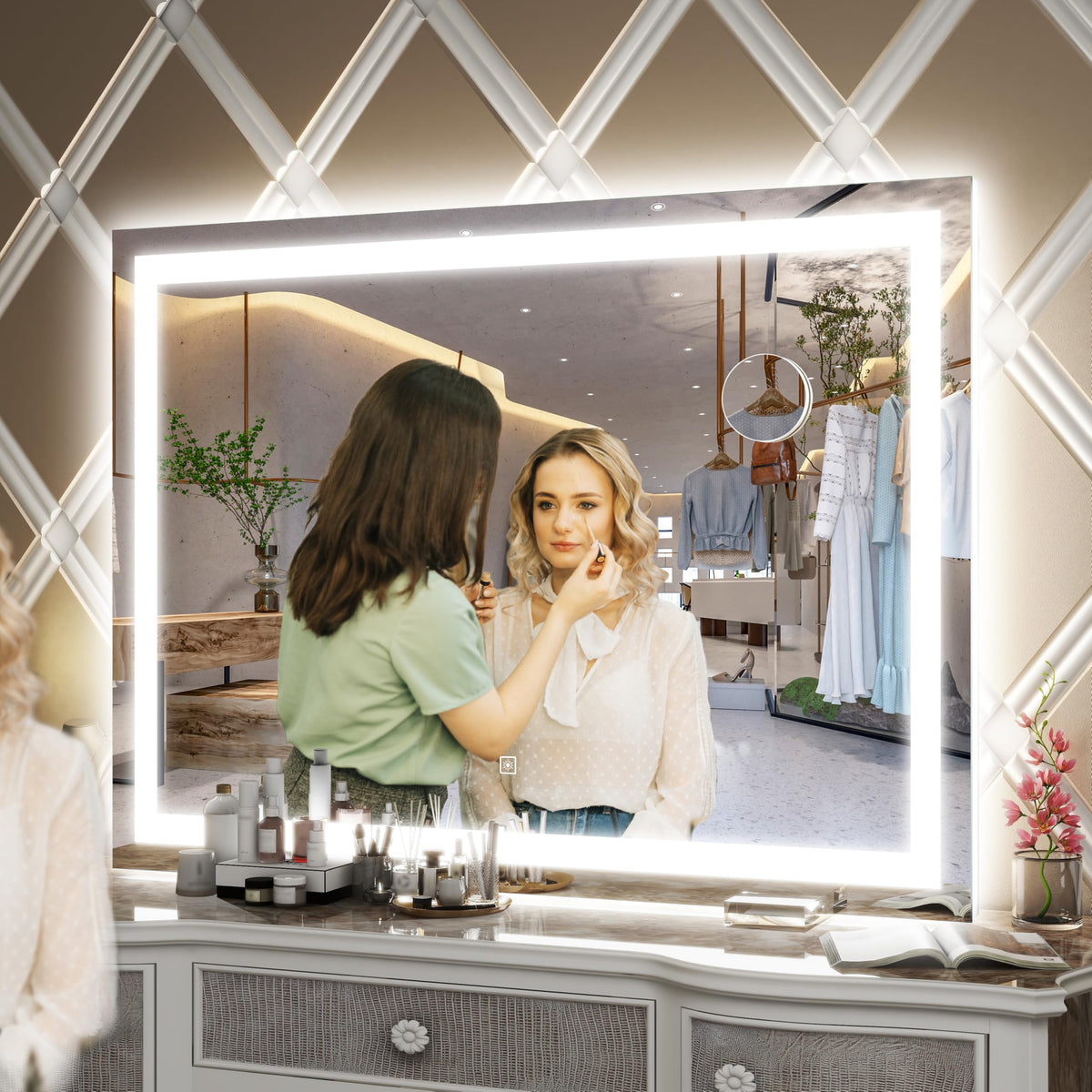 FENNIO Large Vanity Mirror with adjustable brightness settings