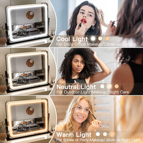 FENNIO LED Makeup Mirror side view showing touch sensor controls