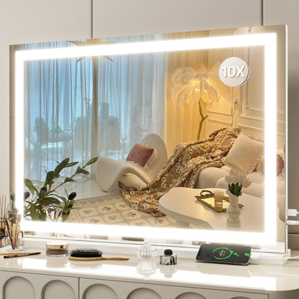 FENNIO Lighted Makeup Mirror 32x22 front view with USB port