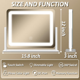 FENNIO Lighted Makeup Mirror 360° rotation feature